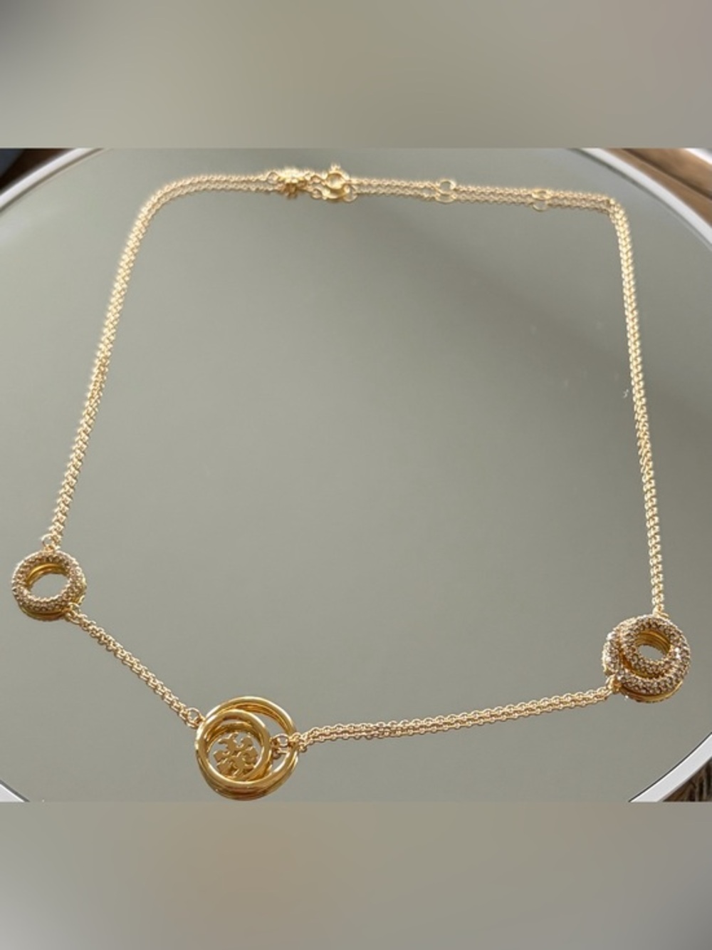 Tory Burch Miller Pave Rings Necklace new